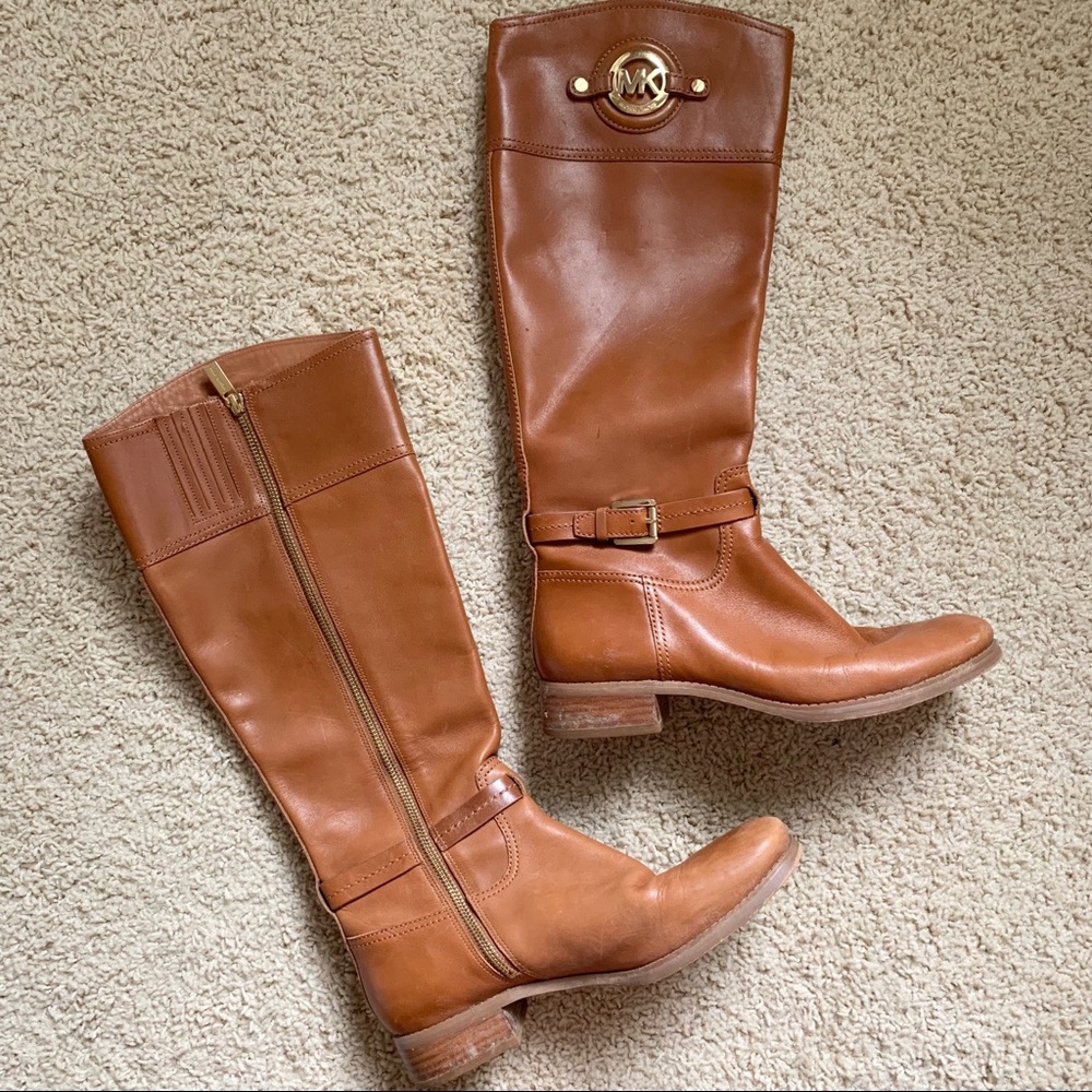 Michael Kors genuine leather tan rider boots